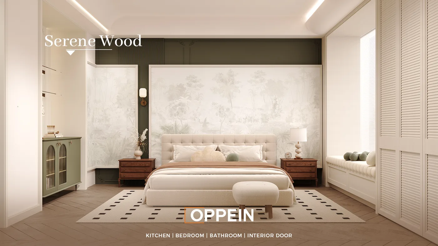 Wood-look wall cladding panel bedroom Dubai